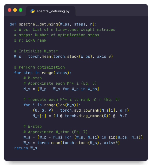 Spectral DeTuning code